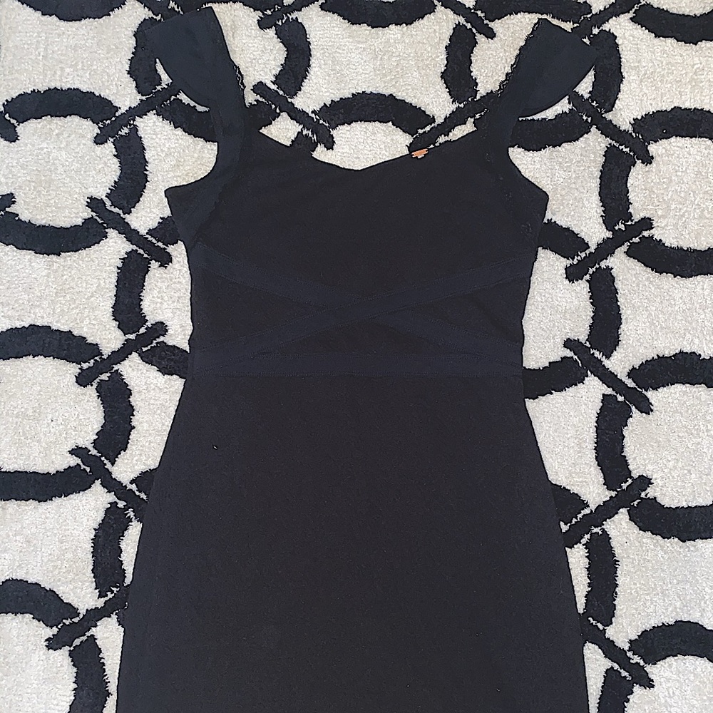 Free people black tight dress with lace